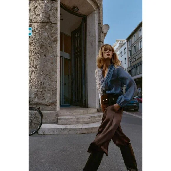 ZARA SATIN BALLOON PANTS - Picture 4 of 11